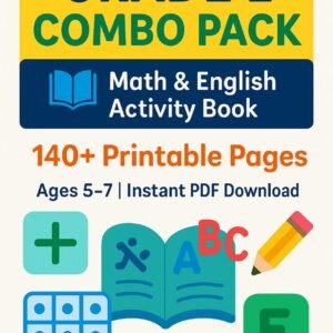 Grade 1 Combo Pack – Math & English Activity Book (140+ Printable Pages)