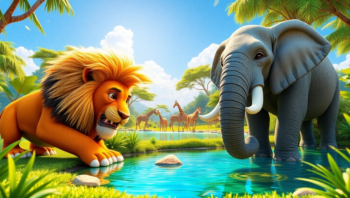 The Lion and the Elephant – A Jungle Story About Teamwork for Kids