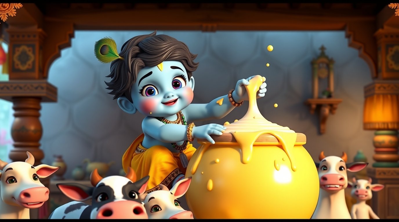 Little Krishna story for kids and the Pot of Butter – Fun Moral Story for Kids