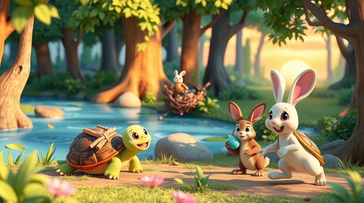 The Slow Turtle and the Brave Rabbit | Motivational Animal Story for Kids