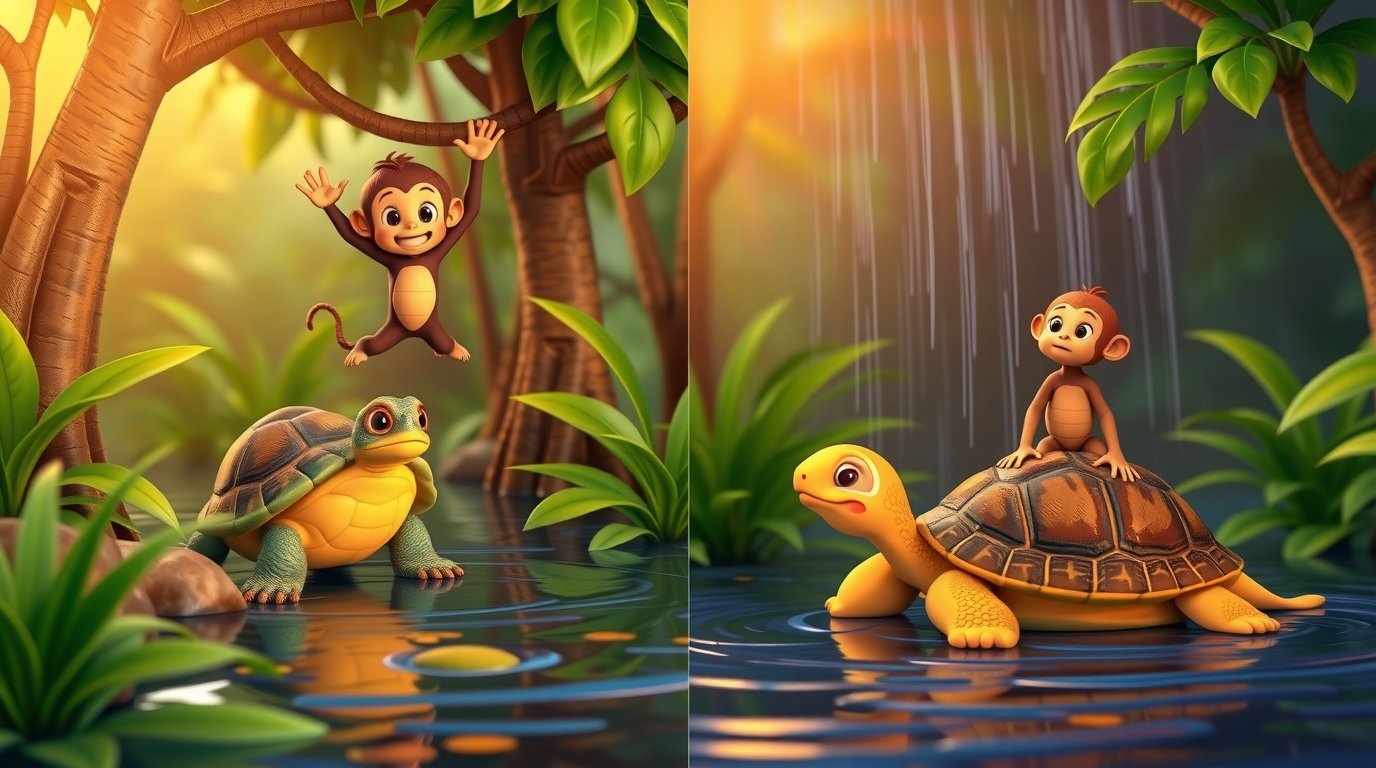 The Patient Turtle and the Noisy Monkey | Moral Bedtime Story for Kids