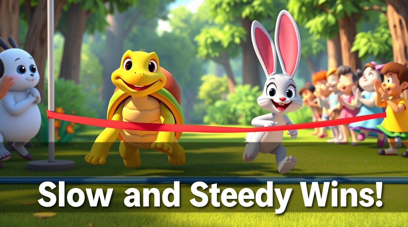 The Tortoise and the Rabbit Story for Kids | Moral Story on Patience & Hard Work